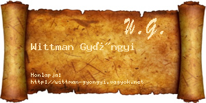 Wittman Gyöngyi névjegykártya