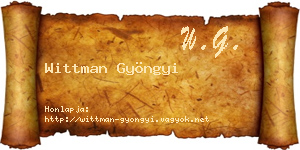 Wittman Gyöngyi névjegykártya